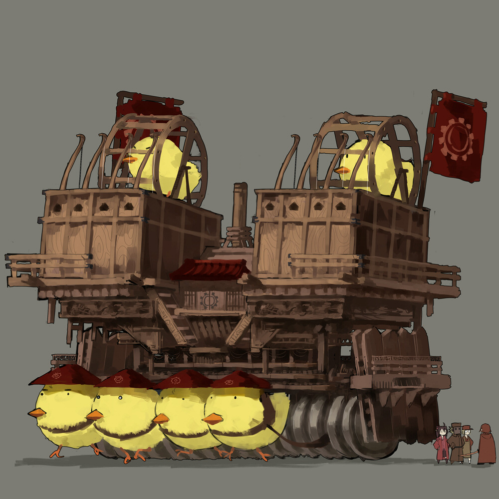 2boys, 2girls, akatsuhara_empire, animal, baby_animal, bird, chick, chicken