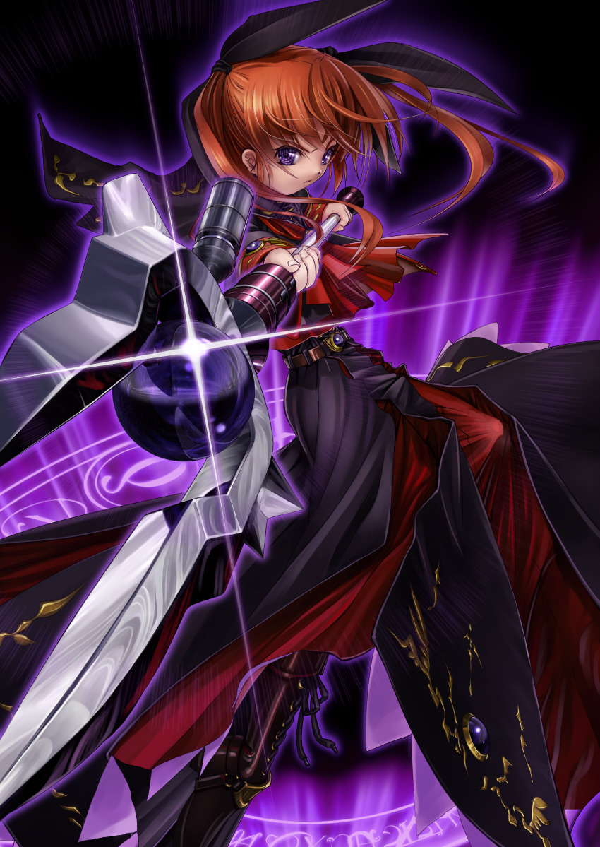 1girl, absurdres, alternate_costume, alternate_weapon, bow, dark_nanoha, dark_persona, highres