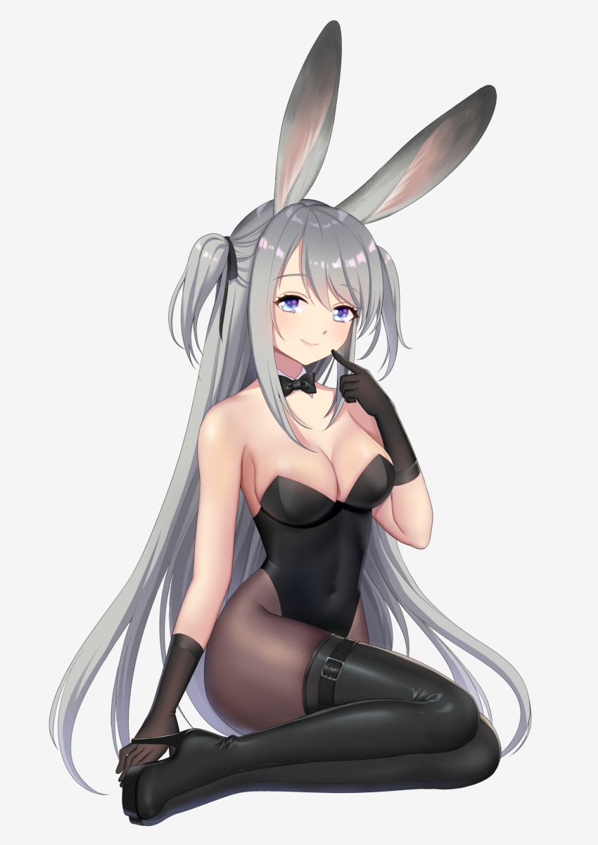 1girl, absurdres, animal_ears, arknights, black_boots, black_gloves, black_leotard, black_neckwear