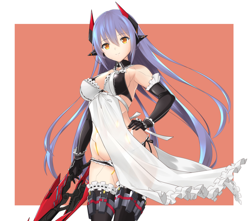 1girl, android, apron, armpits, bad_id, bad_pixiv_id, bare_shoulders, bikini