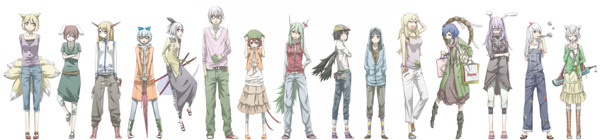 6+girls, absurdres, alternate_costume, animal_ears, arabahama, bad_id, bad_pixiv_id, black_wings