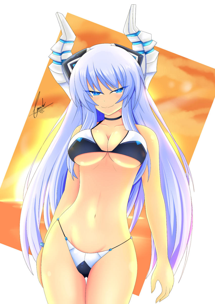 1girl, absurdres, bikini, blue_eyes, blue_hair, breasts, cleavage, collarbone