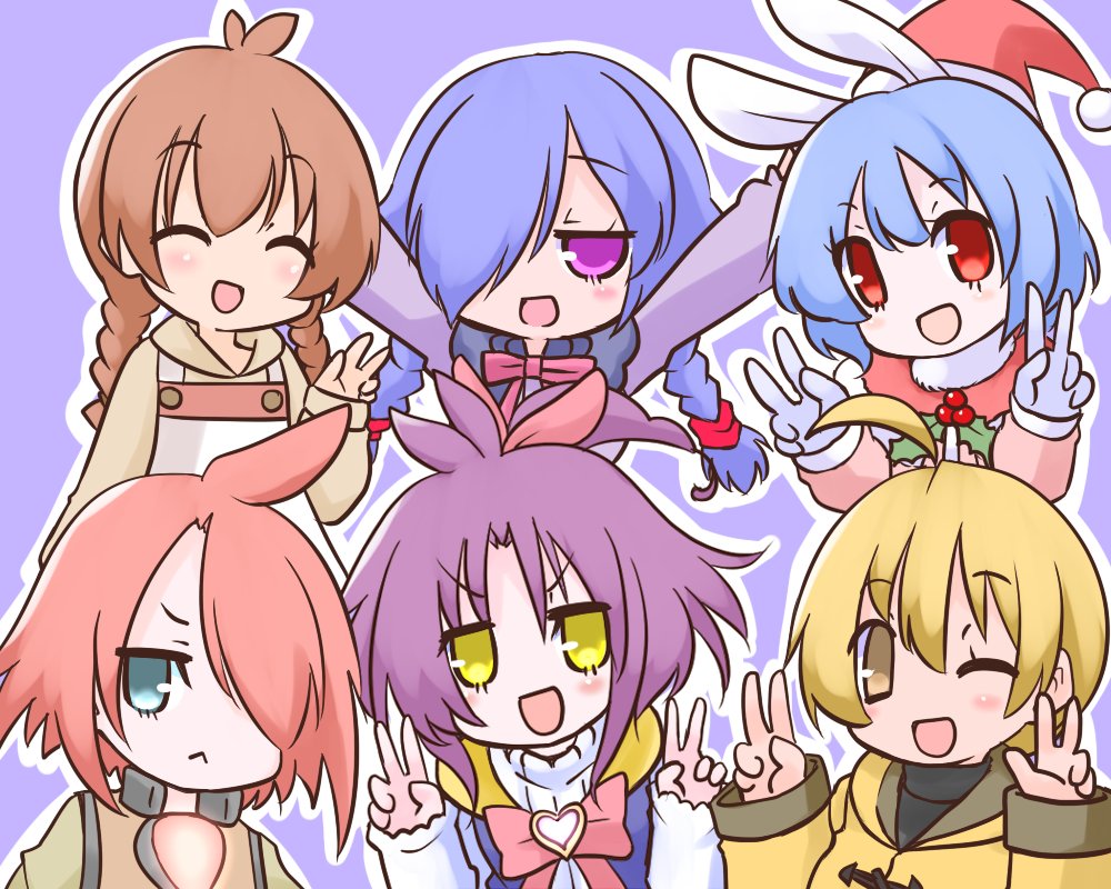 100%_orange_juice, 6+girls, :d, ^_^, ahoge, alicianrone, alte_(orange_juice), animal_ears