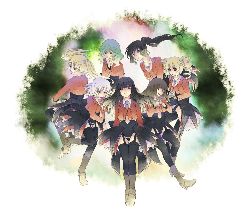 00s, 6+girls, aoi_(pixiv335232), asmodeus_(umineko), bad_id, bad_pixiv_id, beelzebub_(umineko), belphegor_(umineko)