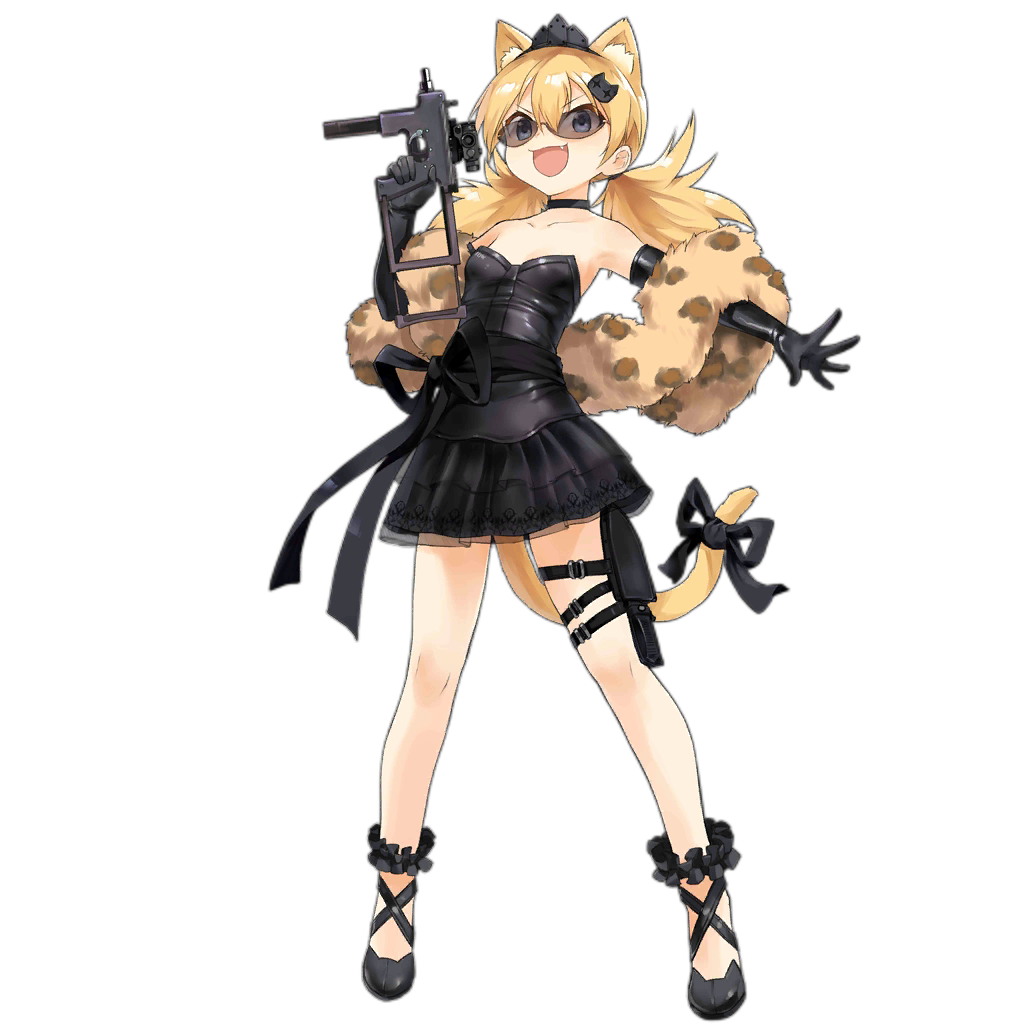 1girl, animal_ears, black_dress, black_footwear, black_gloves, black_ribbon, black_skirt, blonde_hair