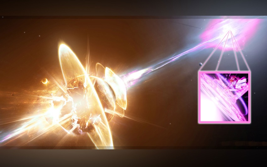 00s, 1girl, adam_burn, armageddon, energy_wings, epic, explosion, highres, inset, lyrical_nanoha, magic, magic_circle, magical_girl, mahou_shoujo_lyrical_nanoha, non-web_source, planet, raising_heart, shoes, space, starlight_breaker, takamachi_nanoha, third-party_edit, tom_(1art.), twintails, white_devil, winged_footwear, wings