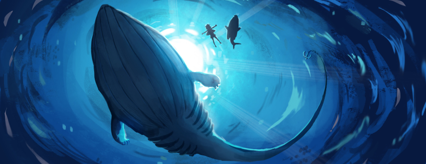 1girl, 1other, abyssal_ship, anchor, blue_theme, capelet, colorado_(kancolle), commentary