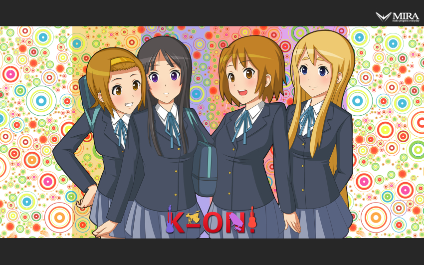 00s, 4girls, akiyama_mio, bad_id, bad_pixiv_id, bag, black_hair, blonde_hair