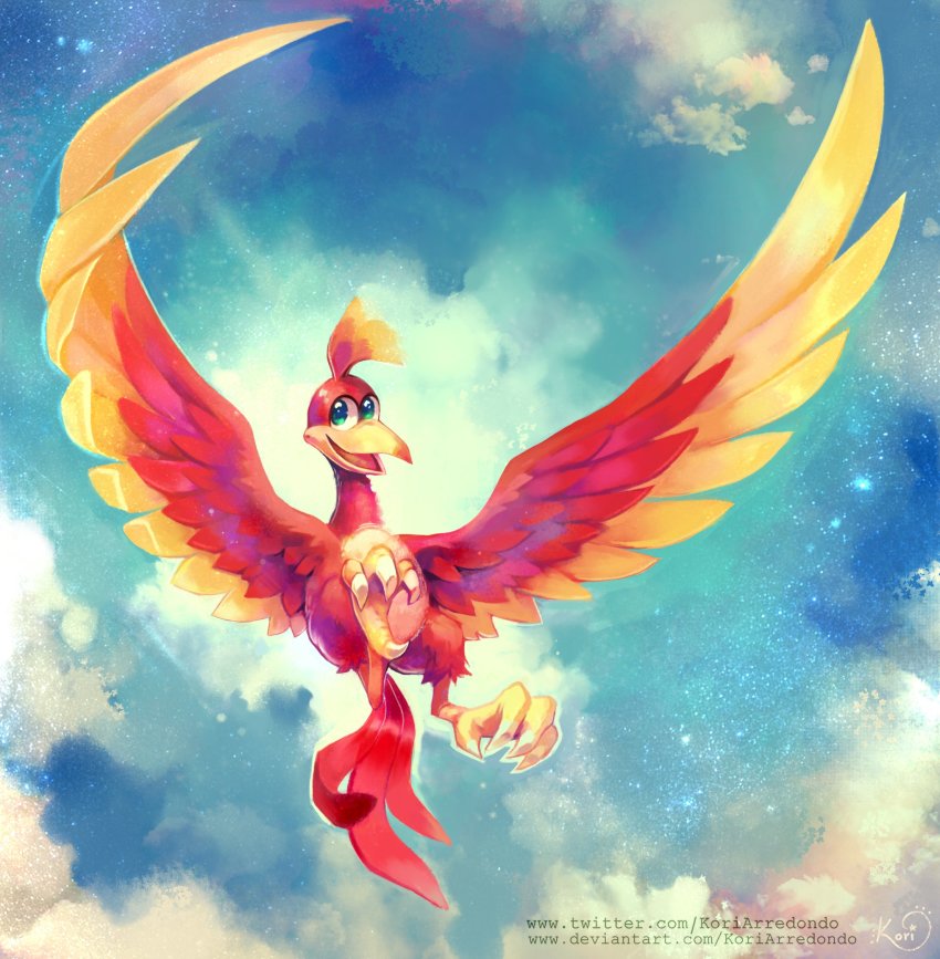 1girl, animal_focus, banjo-kazooie, bird, cloud, commentary, female_focus, green_eyes