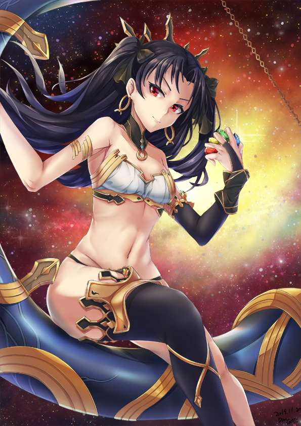 >:), 1girl, armlet, backlighting, barefoot, between_fingers, bikini, black_bikini