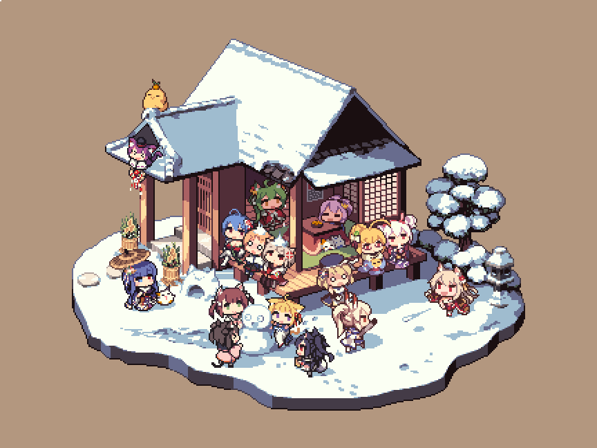 >_<, 6+girls, =_=, ahoge, akashi_(akashi's_in_the_red_nya!)_(azur_lane), akashi_(azur_lane), anger_vein, animal_ear_fluff