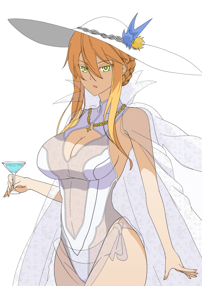 1girl, absurdres, artoria_pendragon_(fate), artoria_pendragon_(swimsuit_ruler)_(fate), artoria_pendragon_(swimsuit_ruler)_(second_ascension)_(fate), bare_shoulders, blonde_hair, braid