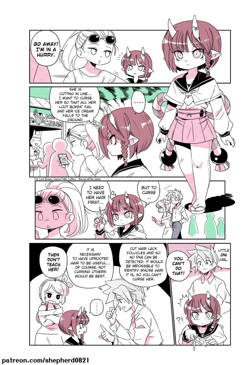 ..., 1boy, 3girls, alternate_language, bird, braid, cellphone, comic