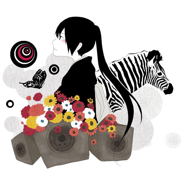 bad_id, bad_pixiv_id, black_eyes, black_hair, bug, butterfly, flower, hatsune_miku_(saihate)