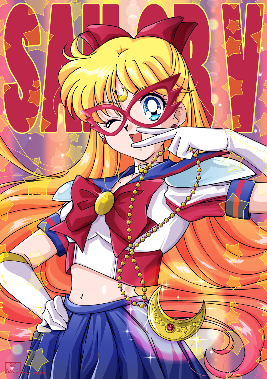 1girl, ;d, absurdres, aino_minako, artist_name, bishoujo_senshi_sailor_moon, blonde_hair, blue_eyes