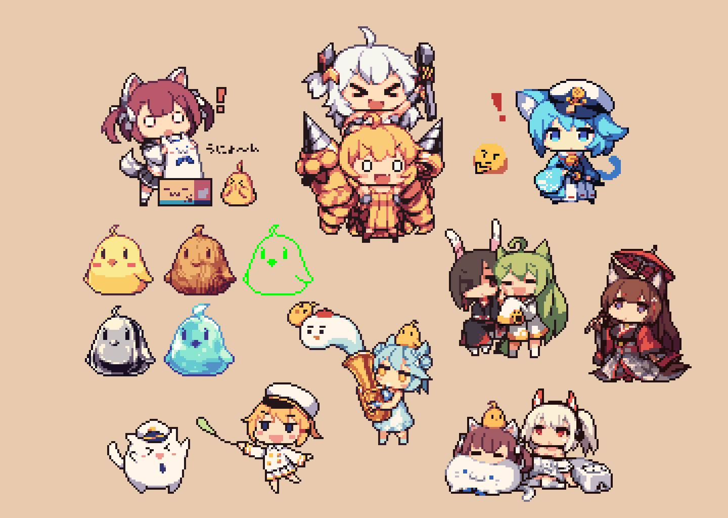 !, >_<, 0_0, 6+girls, =_=, ahoge, akashi_(azur_lane), amagi_(azur_lane)