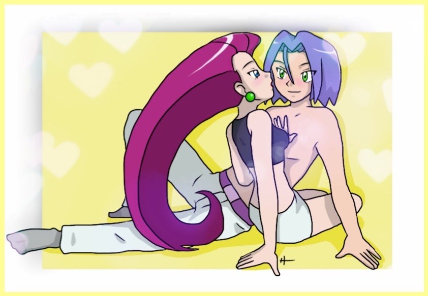 1boy, 1girl, belt, blue_eyes, blue_hair, blush, buchichu, green_eyes