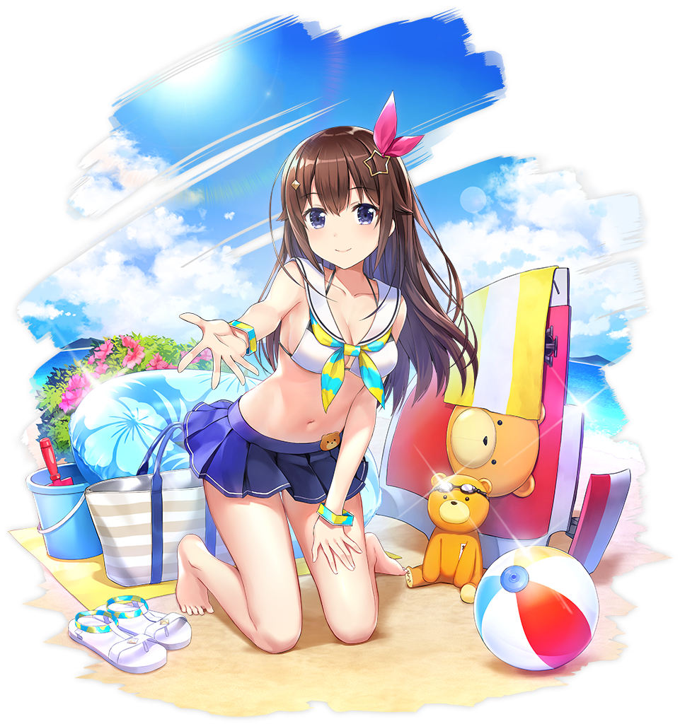 1girl, amagai_tarou, ankimo_(tokino_sora), azur_lane, bag, ball, bare_legs, bare_shoulders