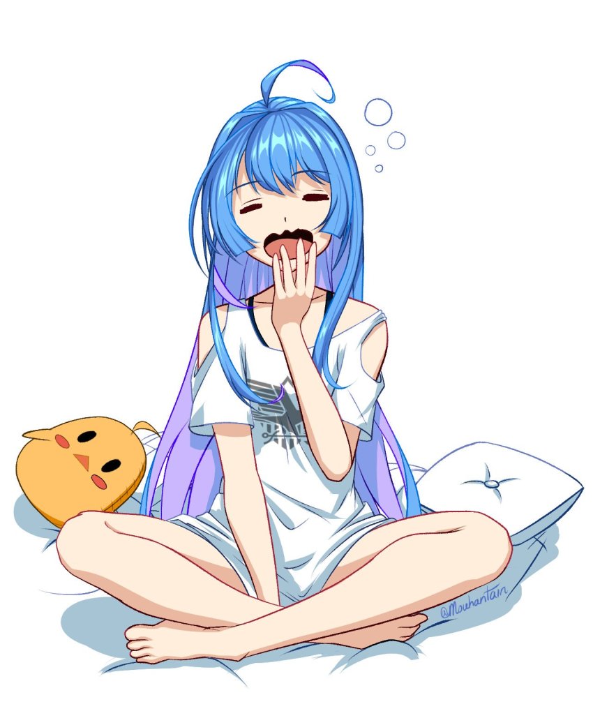 1girl, ahoge, azur_lane, blue_hair, closed_eyes, female_focus, gradient_hair, helena_(azur_lane)