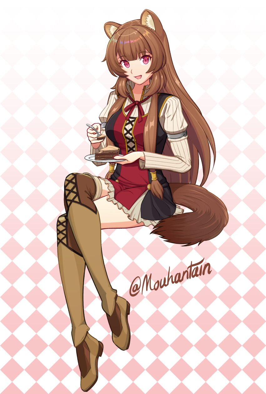 1girl, absurdres, animal_ear_fluff, animal_ears, boots, brown_hair, female_focus, food