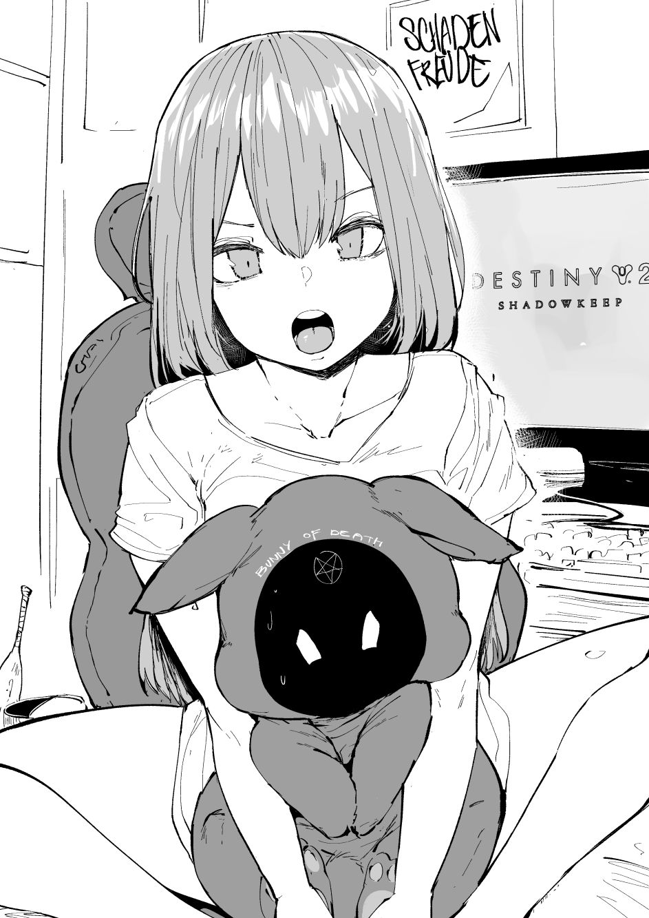 1girl, chair, character_request, commentary, destiny_(game), destiny_2, english_commentary, facing_viewer