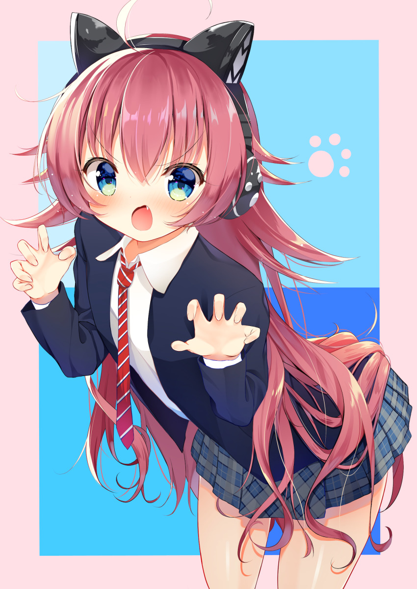 1girl, :o, ahoge, animal_ear_headphones, animal_ears, bang_dream!, bang_dream!_girls_band_party!, blazer