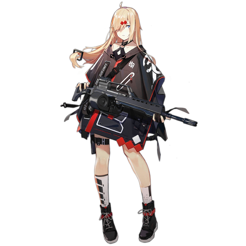1girl, ahoge, ankle_boots, assault_rifle, asymmetrical_legwear, beta_c-mag, black_gloves, blonde_hair