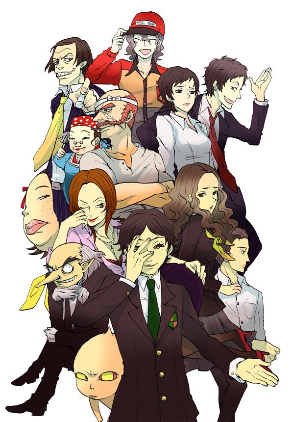 6+boys, 6+girls, adachi_tooru, androgynous, atlus, bad_id, bad_pixiv_id, bald