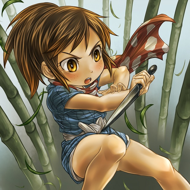 1boy, bamboo, blush, brown_eyes, brown_hair, child, freckles, japanese_clothes