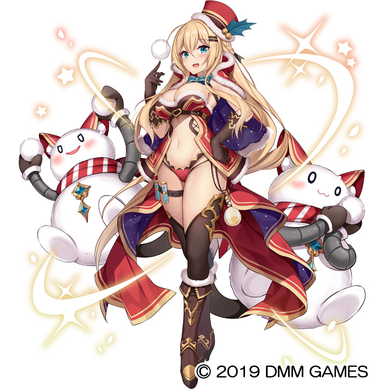 1girl, 2others, blonde_hair, blue_eyes, boots, braid, breasts, brown_gloves