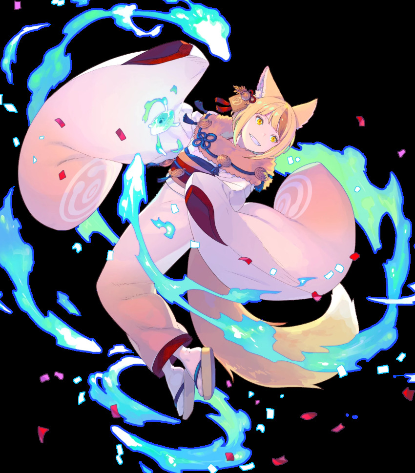 1girl, animal_ear_fluff, animal_ears, blonde_hair, brown_eyes, brown_hair, confetti, energy