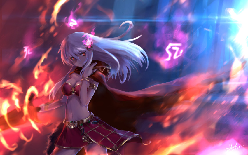 1girl, armlet, bare_shoulders, bikini, bikini_top_only, bracelet, brave_frontier, breasts