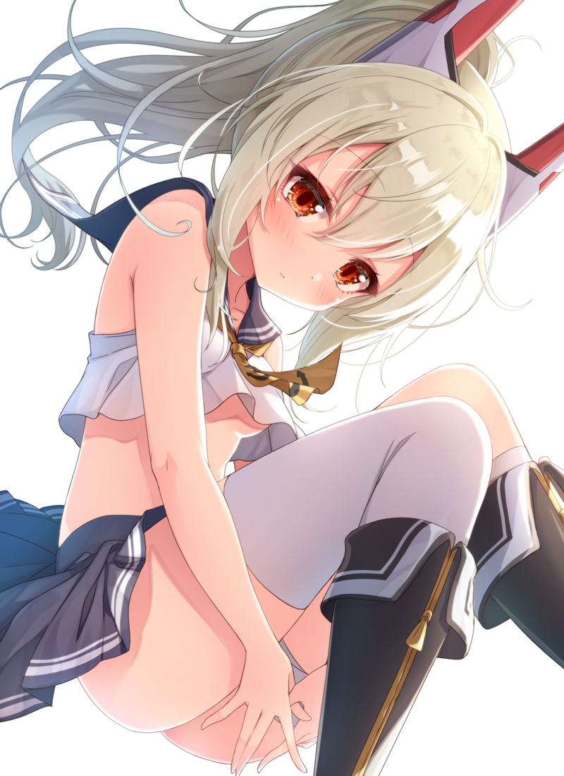 1girl, anchor_symbol, ayanami_(azur_lane), azur_lane, bare_arms, bare_shoulders, black_boots, black_sailor_collar
