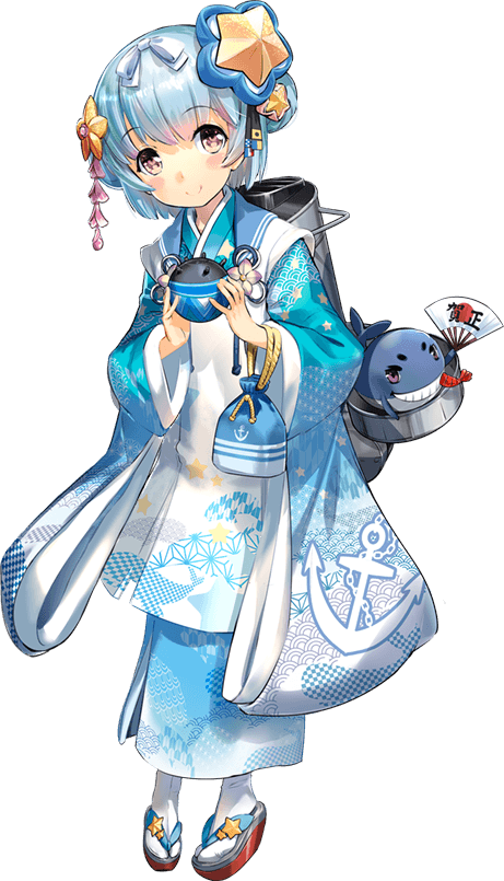 1girl, 1other, anchor_symbol, blue_hair, blush, brown_eyes, double_bun, folding_fan