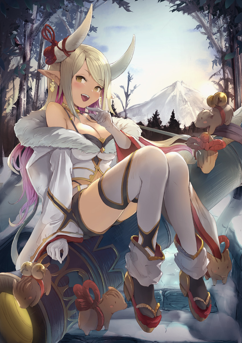 1girl, aqua_sau, boar, dark_skin, draph, fur-trimmed_jacket, fur_trim, granblue_fantasy