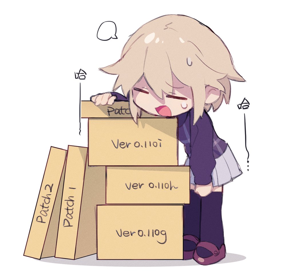 1girl, black_thighhighs, box, brown_hair, cardboard_box, closed_eyes, facing_viewer, female_focus