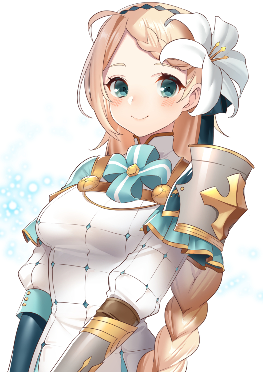 1girl, ahoge, akagi_kurage, blue_eyes, blush, braid, braided_bangs, breasts