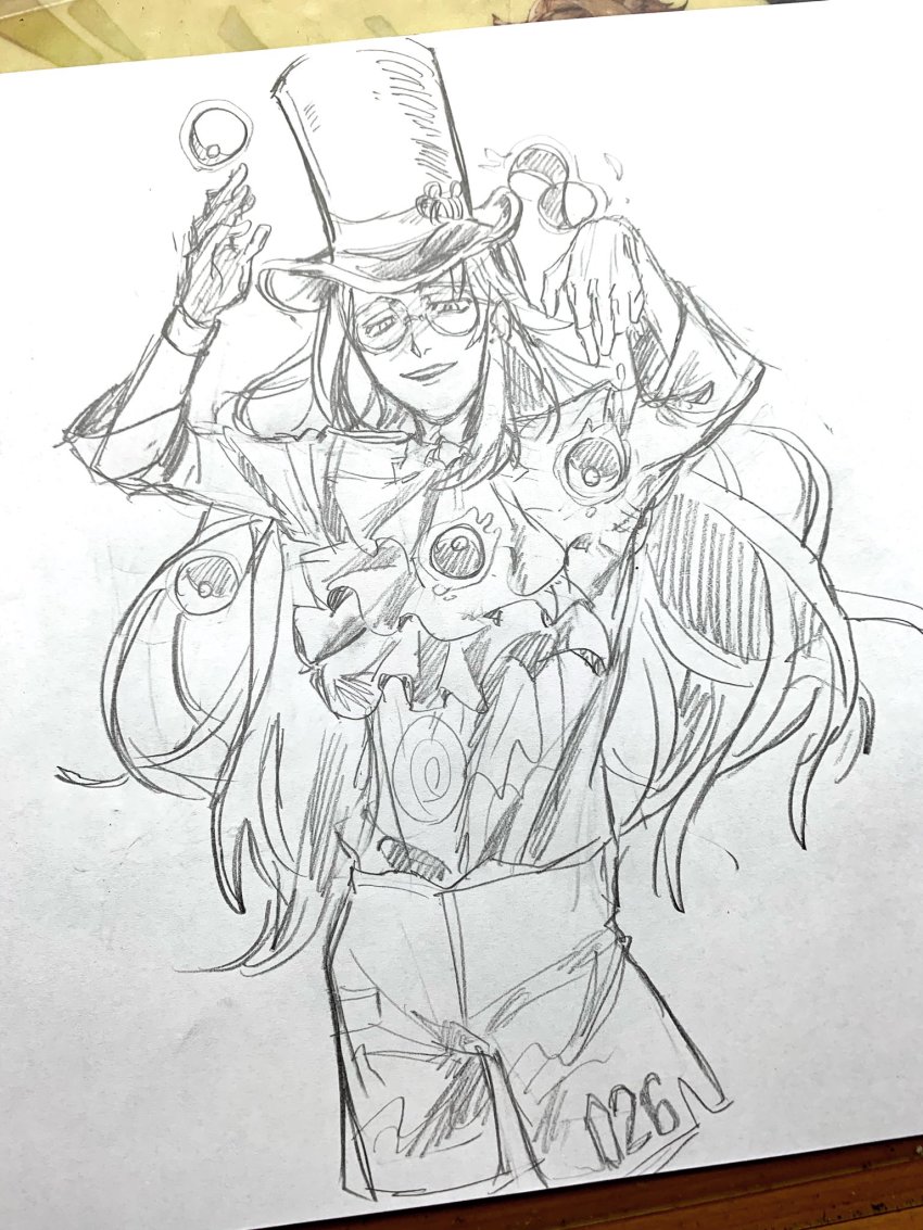 1boy, ascot, avery_(pokemon), glasses, gloves, graphite_(medium), hat, highres