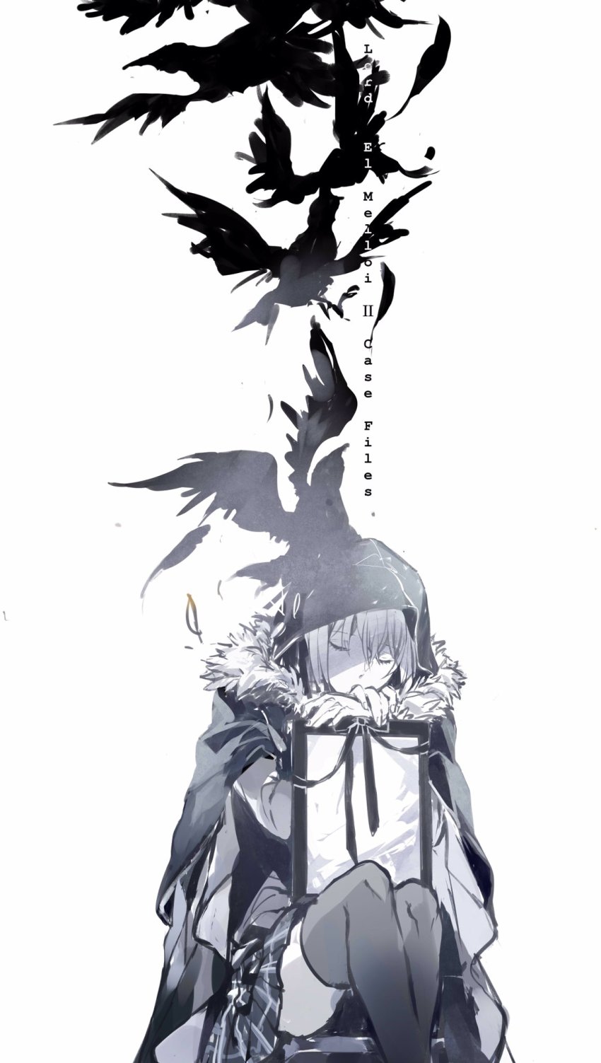 1girl, capelet, closed_eyes, copyright_name, fate_(series), female_focus, fur-trimmed_capelet, fur_trim