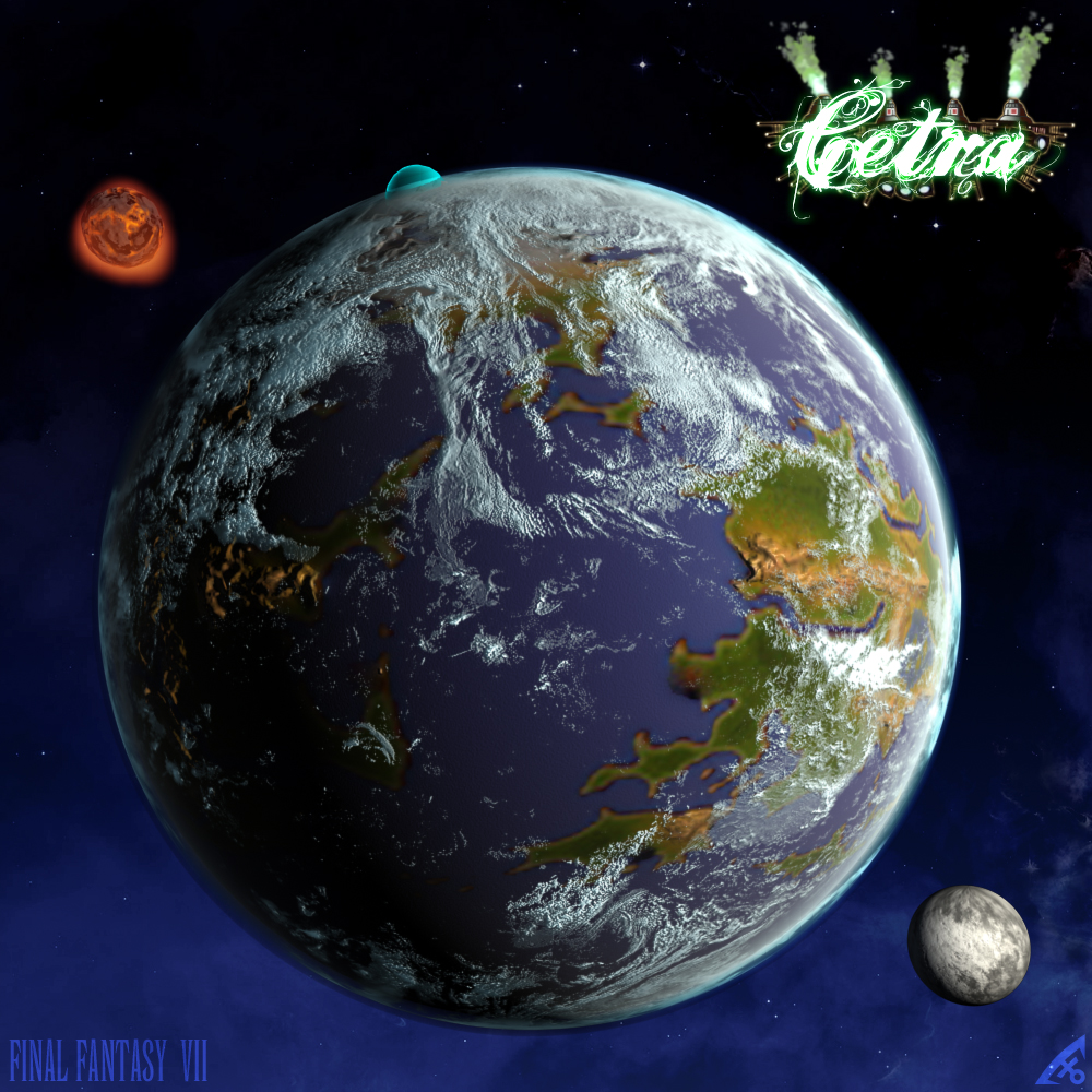 1990s_(style), comet, earth_(planet), el_hechicero, final_fantasy, final_fantasy_vii, meteor, moon, planet, space