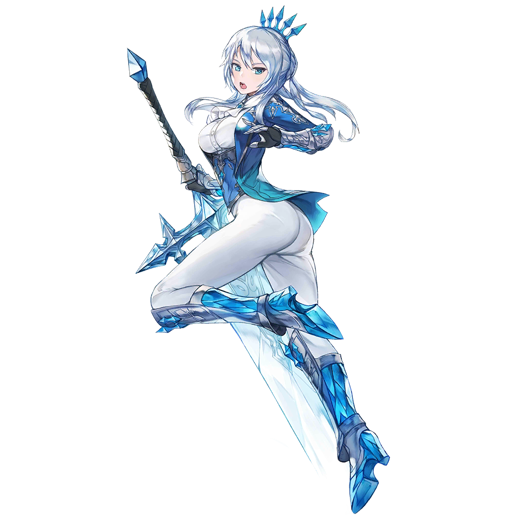 1girl, alternate_costume, ass, blue_eyes, boots, breasts, crown, female_focus