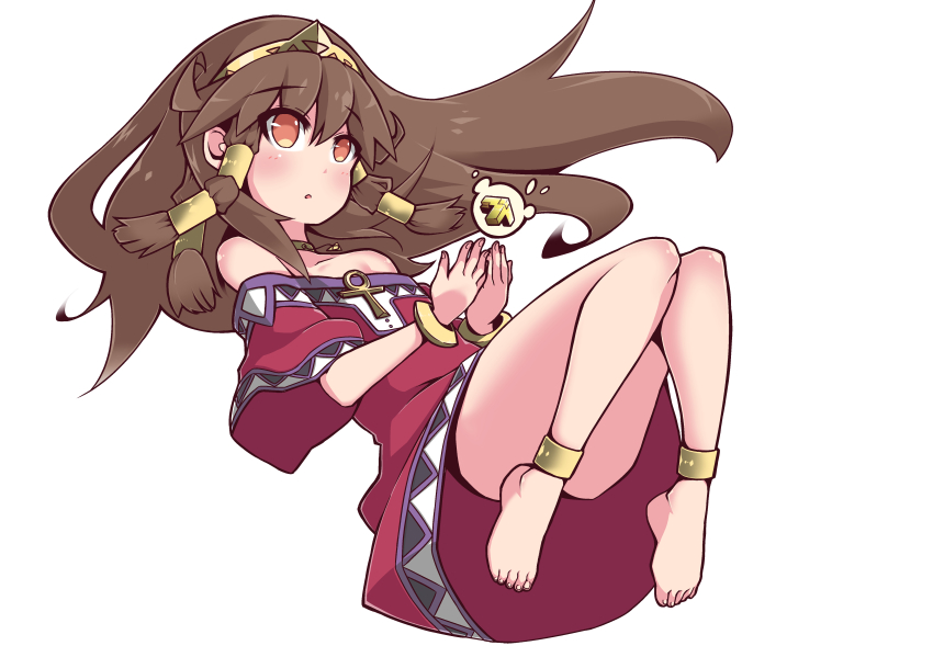 1girl, absurdres, ancient_egyptian_clothes, artist_request, ass, barefoot, brown_eyes, brown_hair