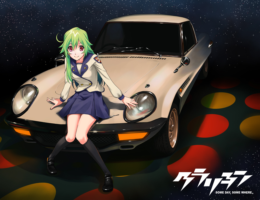 2h5roa, bad_id, bad_pixiv_id, car, green_hair, mazda, mazda_cosmo, motor_vehicle