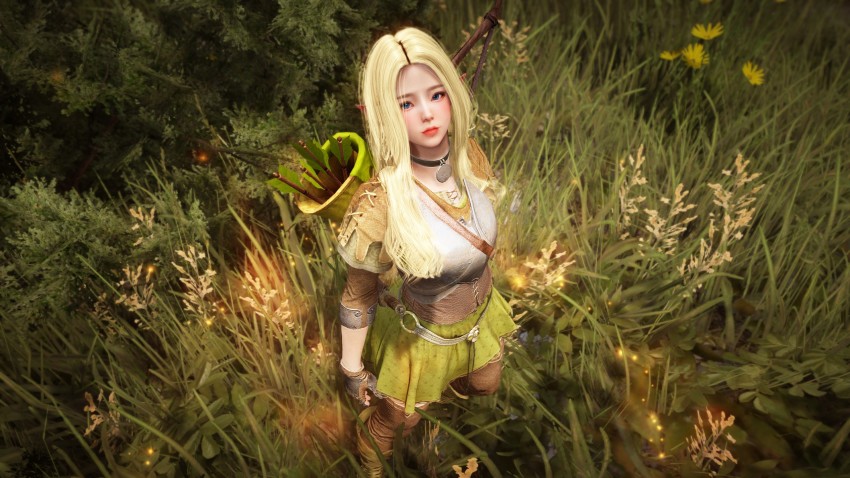 3d, archery, black_desert, black_desert_online, blonde_hair, elf, highres, pointy_ears