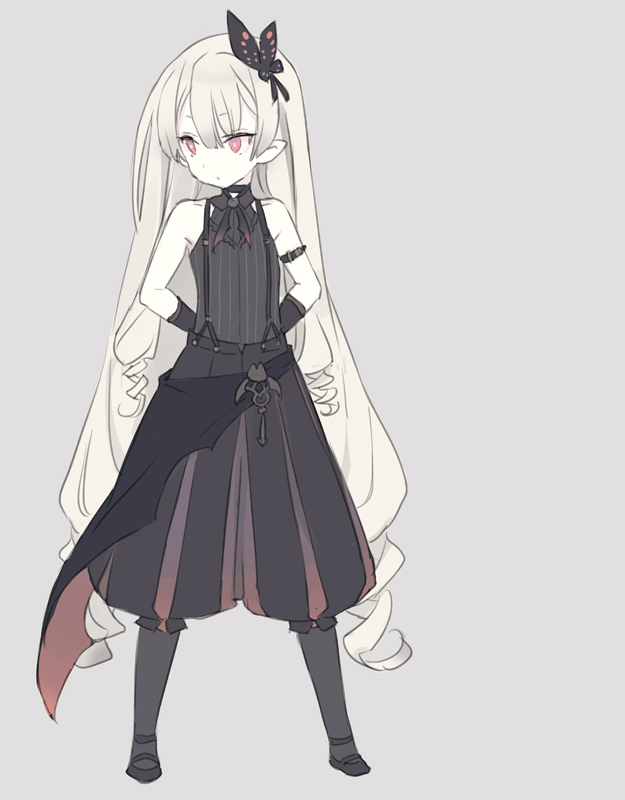 1girl, arms_behind_back, bare_shoulders, black_choker, black_gloves, black_pants, black_pantyhose, black_shirt