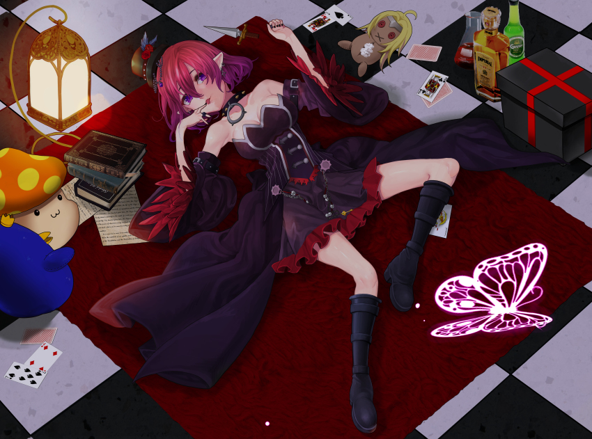 absurdres, and-j_(dlwjdqja1212), bad_id, bad_pixiv_id, bare_shoulders, black_dress, breasts, choker