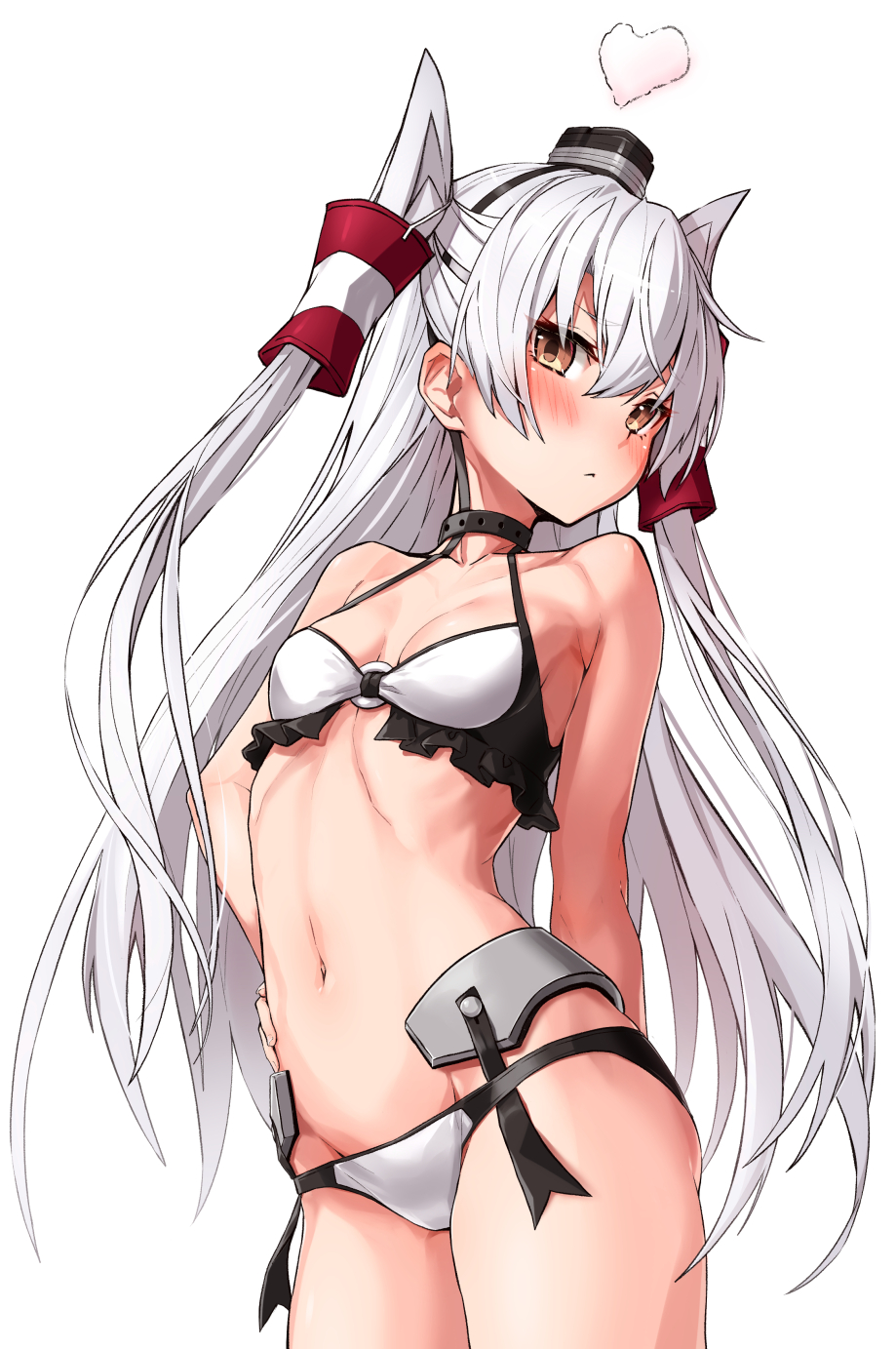 1girl, amatsukaze_(kancolle), amatsukaze_(swimsuit)_(kancolle), bikini, black_bikini, blush, breasts, brown_hair