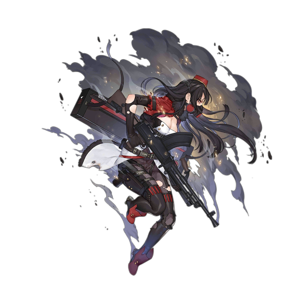 1girl, arm_strap, belt, black_gloves, black_hair, black_thighhighs, boots, breasts