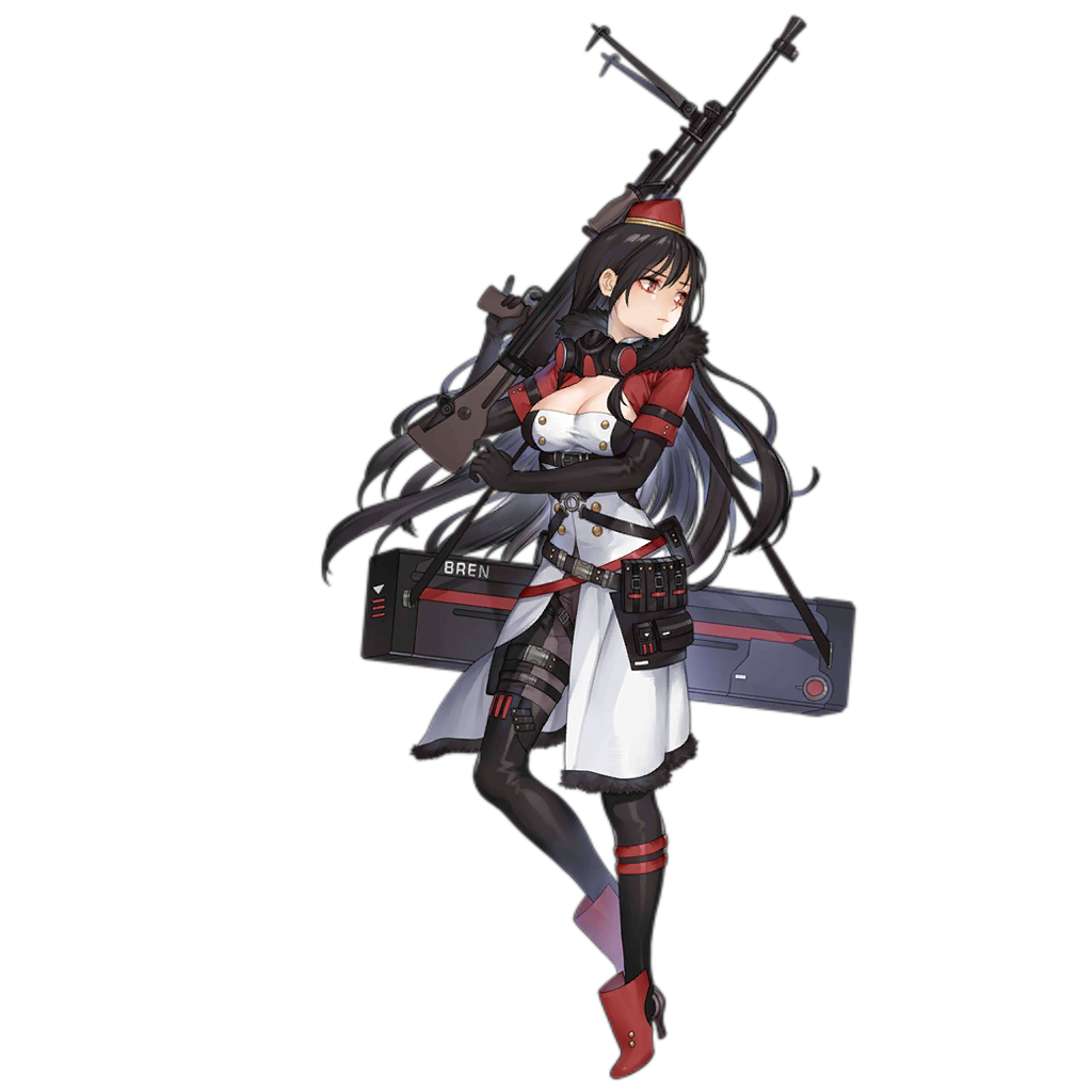 1girl, arm_strap, belt, black_gloves, black_hair, black_thighhighs, boots, breasts, bren_(girls'_frontline), bren_(mod3)_(girls'_frontline), bren_lmg, buckle, cleavage, closed_mouth, cropped_jacket, dress, elbow_gloves, expressionless, eyeshadow, female_focus, floating_hair, full_body, fur-trimmed_dress, fur-trimmed_jacket, fur_trim, gas_mask, girls'_frontline, gloves, gun, haijin, handgun, hat, high_heels, holding, holding_gun, holding_weapon, holster, holstered, jacket, large_breasts, light_machine_gun, long_hair, looking_away, looking_to_the_side, machine_gun, magazine_(weapon), makeup, mask, military, military_uniform, mod3_(girls'_frontline), multiple_straps, o-ring, official_alternate_costume, official_art, pants, pinky_out, pistol, red_eyes, red_hat, red_jacket, sidelocks, solo, squad_automatic_weapon, thigh_boots, thigh_holster, thigh_strap, thighhighs, transparent_background, trigger_discipline, very_long_hair, weapon, weapon_case