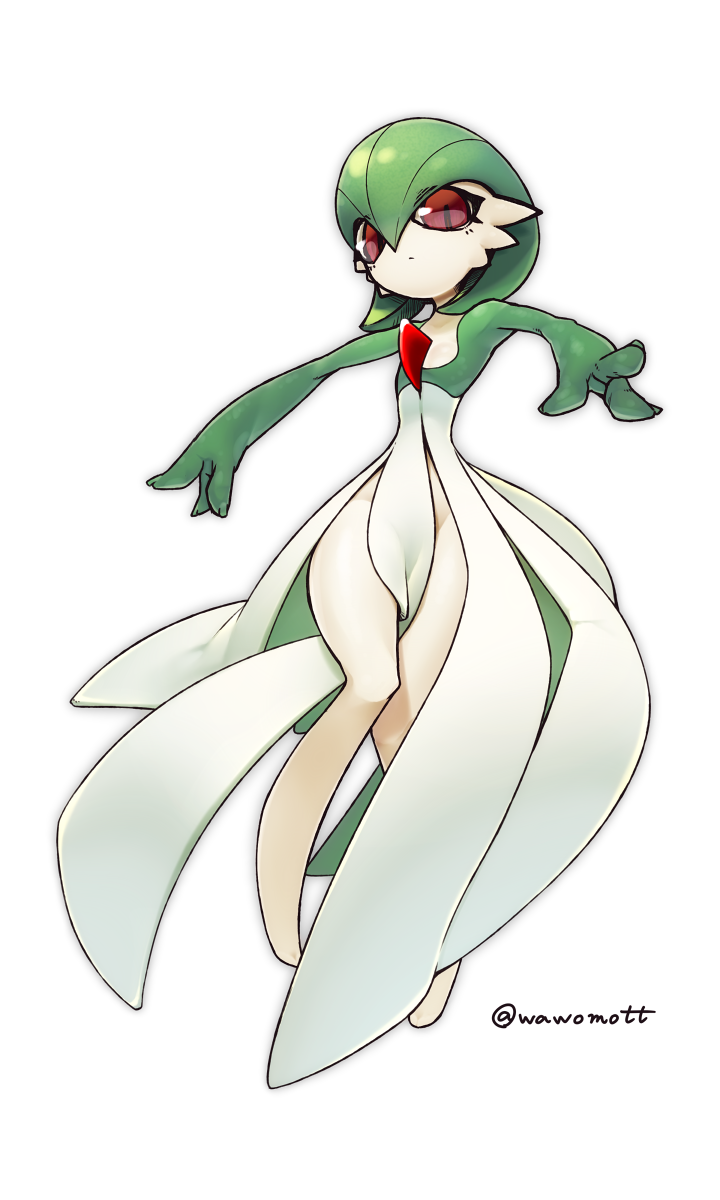 1girl, closed_mouth, female_focus, full_body, gardevoir, gen_3_pokemon, green_hair, highres
